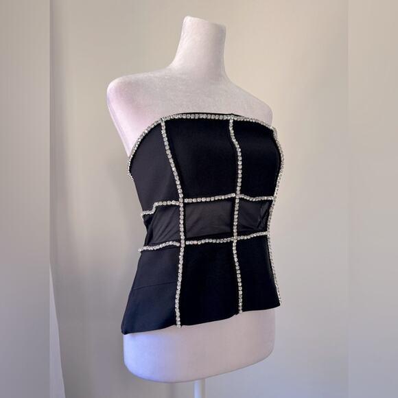 NWT Bella Barnett Black Rhinestone Tube Top - Picture 1 of 9